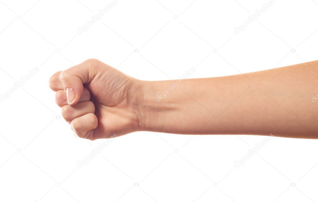 Human's fist on white background