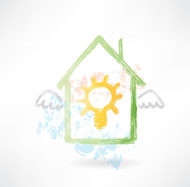 ev ve lamba grunge simgesi.