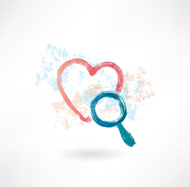 kalp Büyüteç grunge simgesi