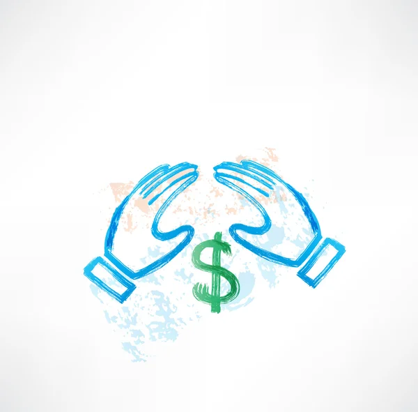 Hands dollar grunge — Stock Vector