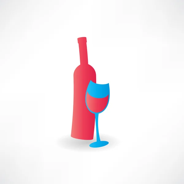 Üveg vörös bort ikonnal — Stock Vector