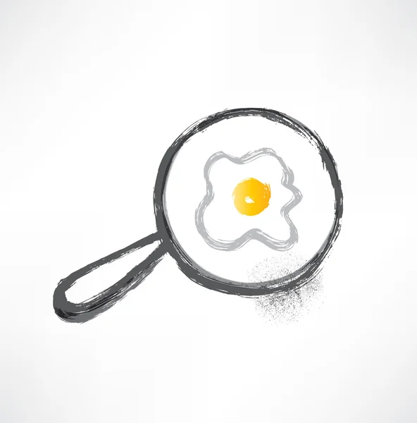 Pan con huevos fritos icono — Vector de stock