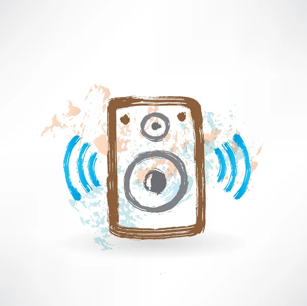 Música altavoces grunge icono — Vector de stock