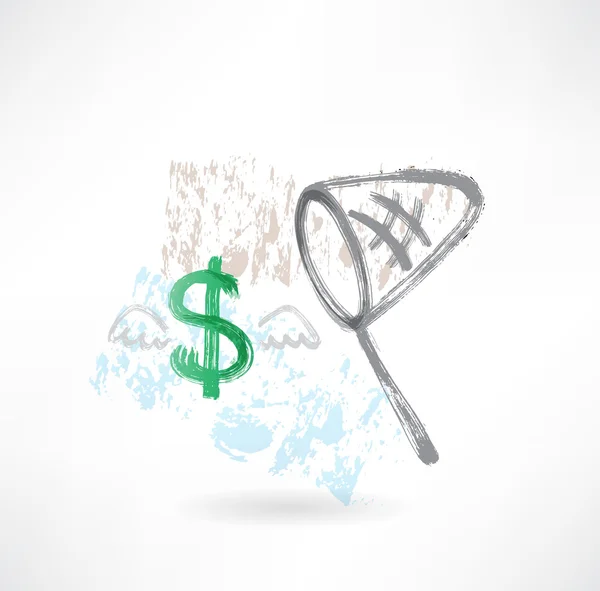 Hoop-net y dólar icono grunge — Vector de stock