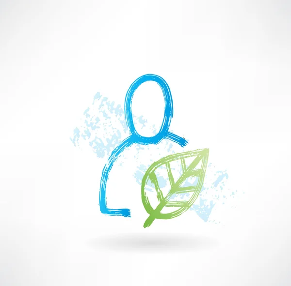 Person with plant grunge icon — Stock Vector