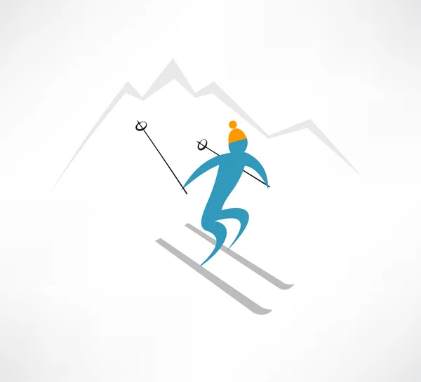 Icona dello sciatore di montagna — Vettoriale Stock
