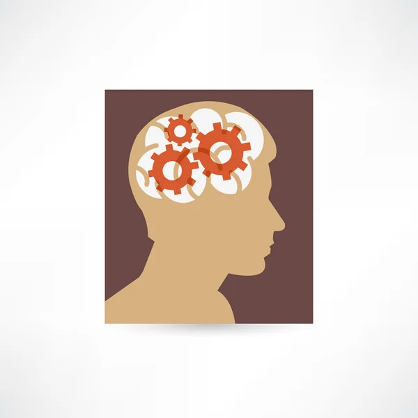 Gear in the head icon — Stock Vector