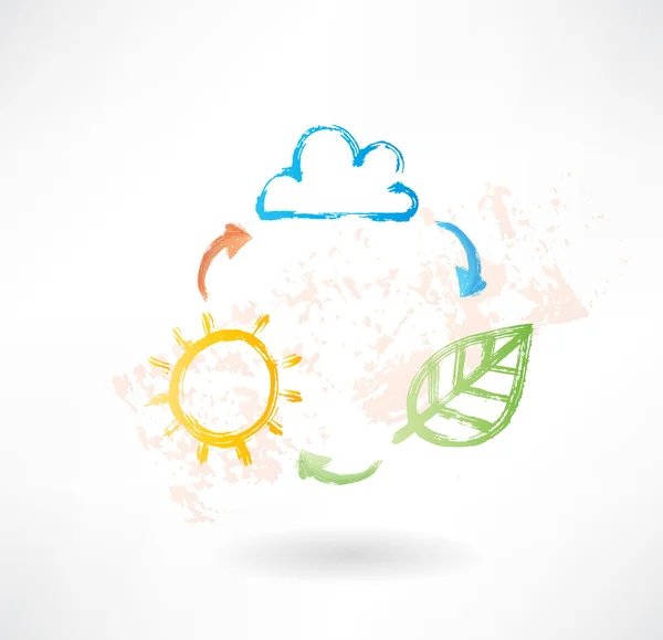 Cloud, sun and leaf. Environment icon — Stock Vector