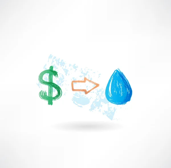 Water dollar grunge icon — Stock Vector