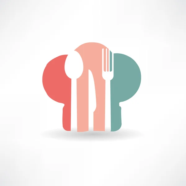 Chapeau chef et icône ensemble de cuisine — Image vectorielle