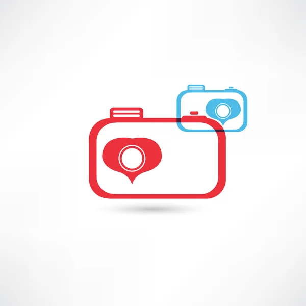 Icono de cámaras rojas y azules — Vector de stock