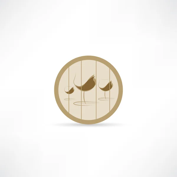 Vino en un icono de barril — Vector de stock