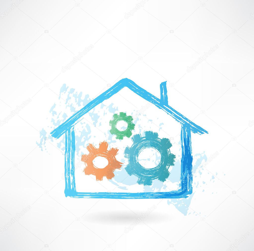 Big house mechanism grunge icon