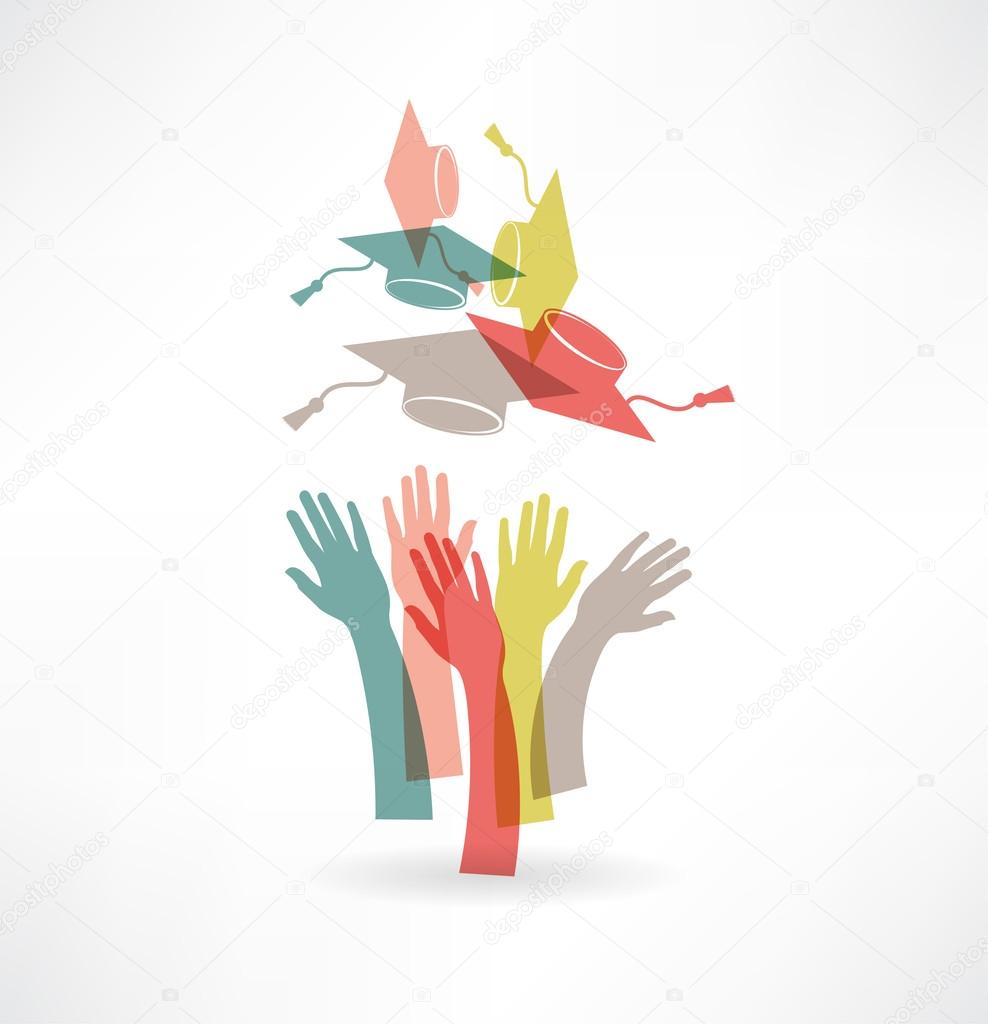 Hands of students icon