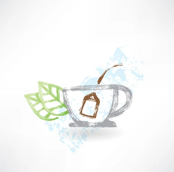 Чашка чая гранж икона — стоковый вектор