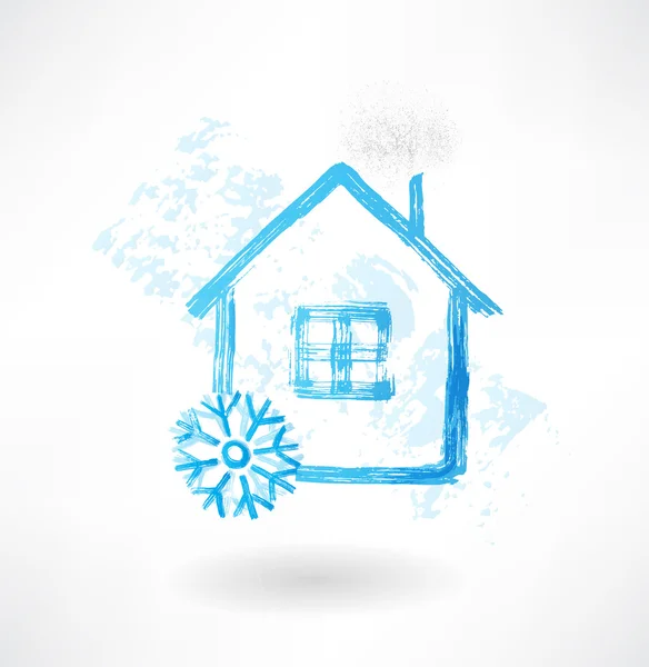 Casa de nieve grunge icono — Vector de stock