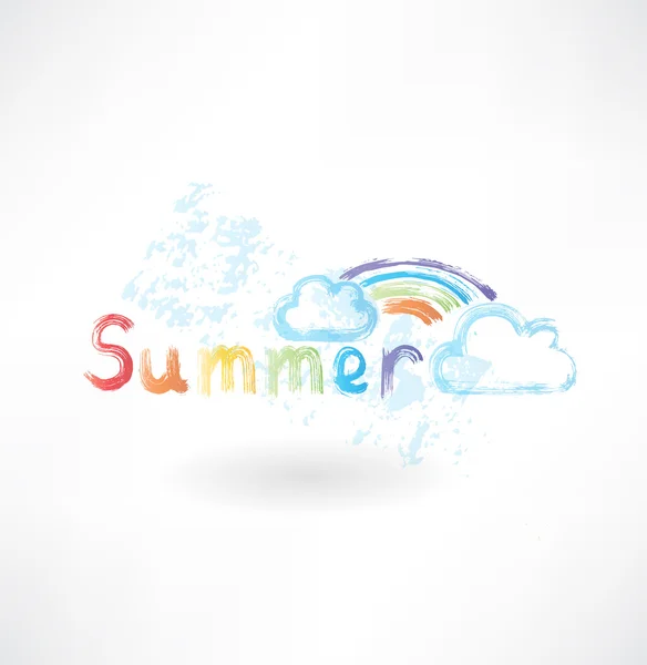 Letní rainbow grunge ikona — Stockový vektor