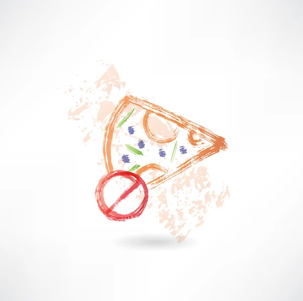 Ban slice of pizza grunge icon — Stock Vector