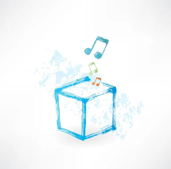 Cube musique grunge icône — Image vectorielle