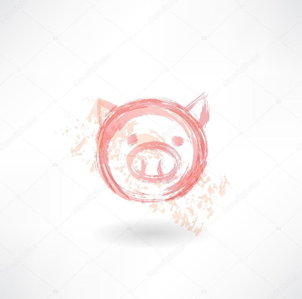 Pig's head grunge icon