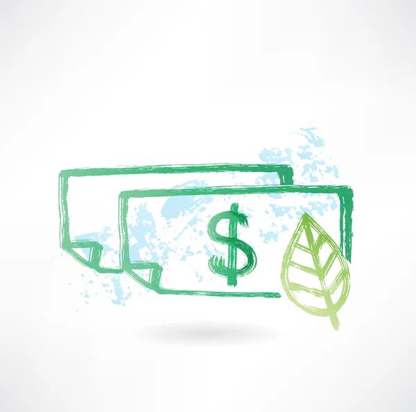 Papier dollar et feuille grunge icône — Image vectorielle