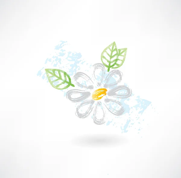 Daisy flor grunge icono — Vector de stock