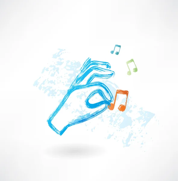 Hand music grunge icon — Stock Vector