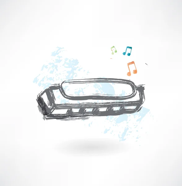 Harmonica grunge icône — Image vectorielle