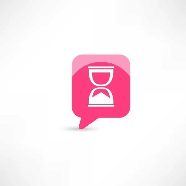 Hourglass in pink bubble speech — Stock Vector