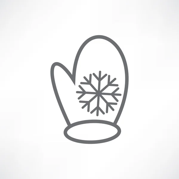 Manopla blanca con un copo de nieve — Vector de stock