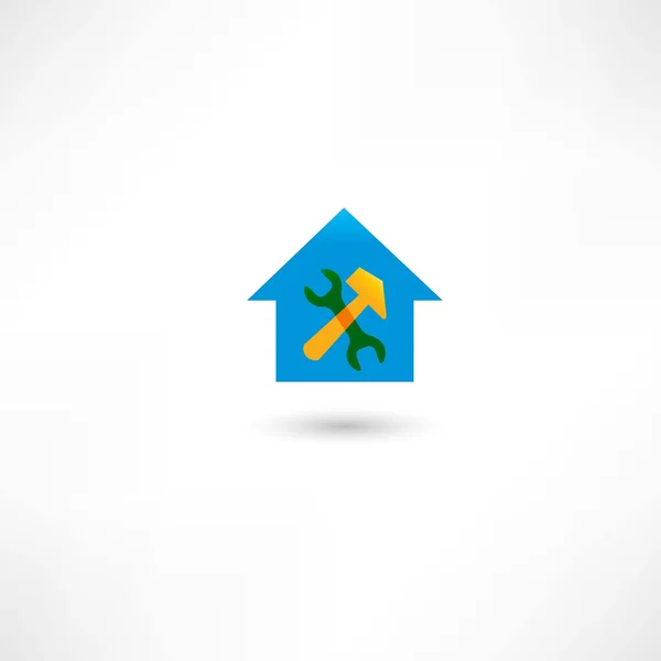 Repairing a house blue icon — Stock Vector