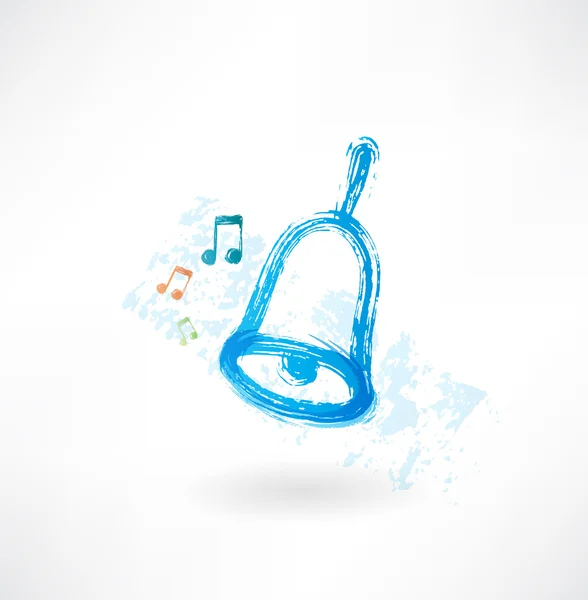 Campana azul suena icono grunge — Vector de stock