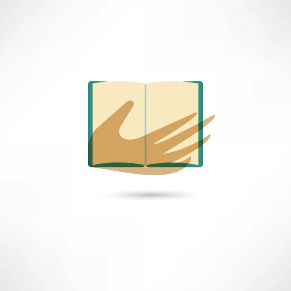 La main et le livre ouvert — Image vectorielle