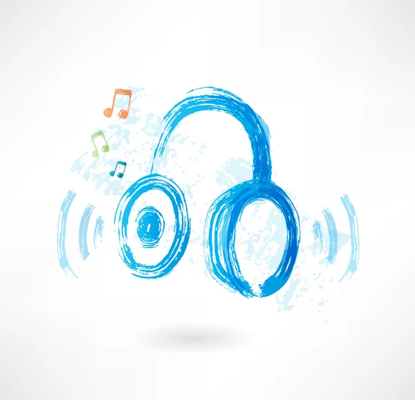 Headphones grunge icon — Stock Vector