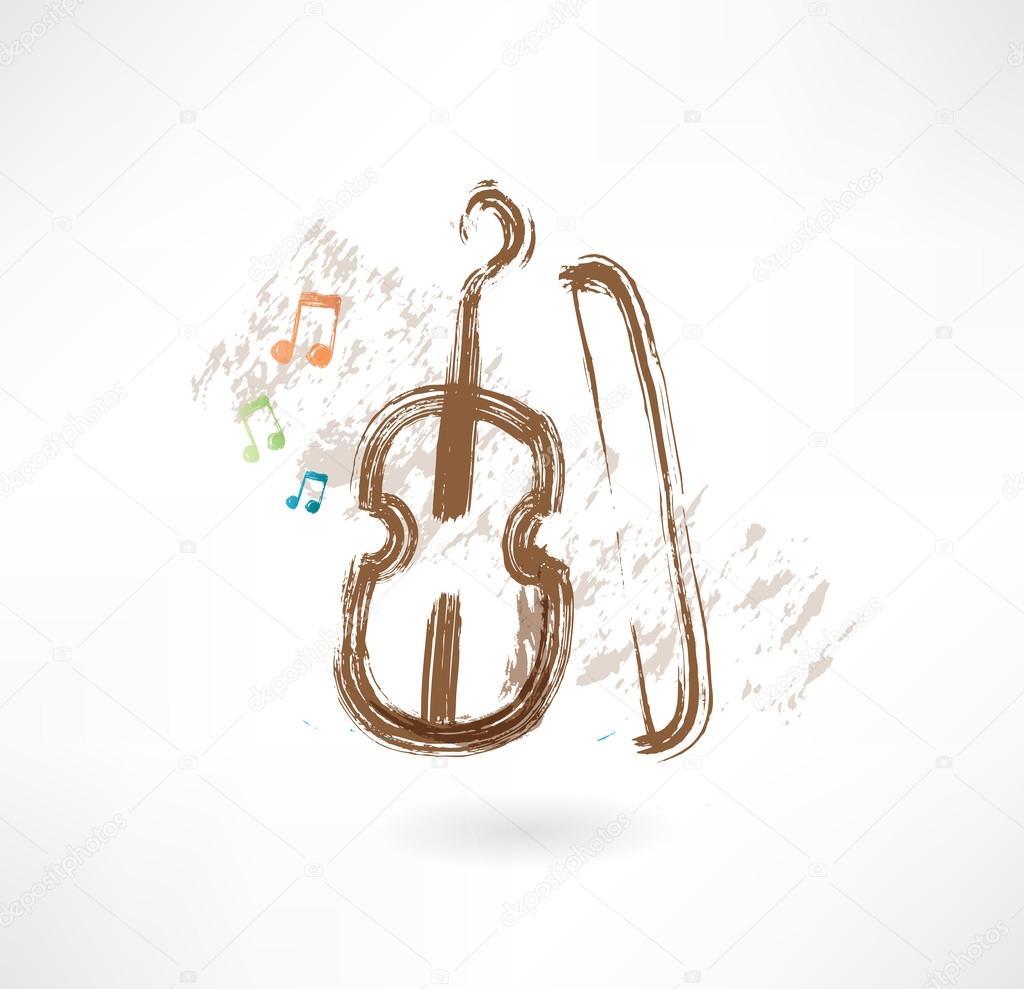 Violin with a bow grunge icon Stock Vector by ©file404 40698897
