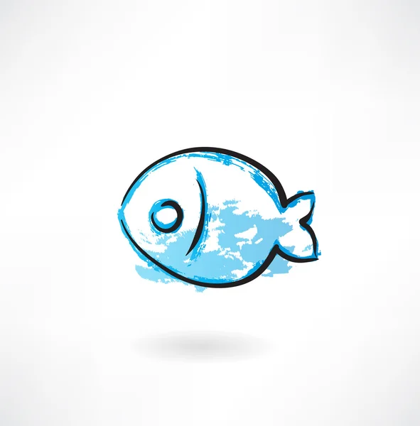 Ícone de grunge de peixe simples — Vetor de Stock