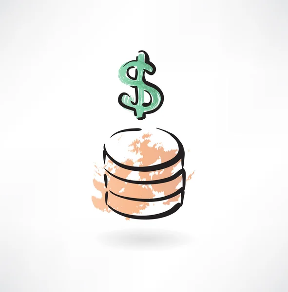 Dollar coins grunge icon — Stock Vector