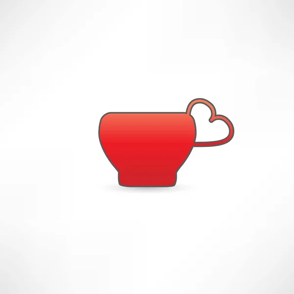 Red mug with a handle in the shape of heart — Stock Vector