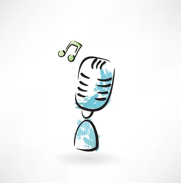 Musique microphone grunge icône — Image vectorielle