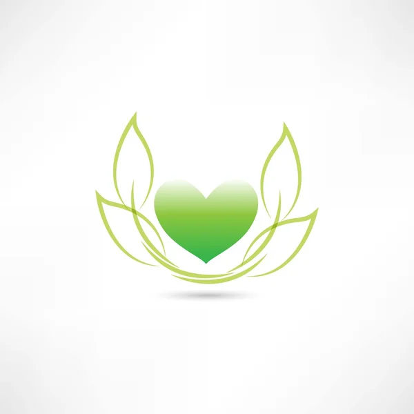 Eco cuore verde — Vettoriale Stock
