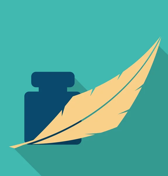 Feather and ink icon — Stock Vector