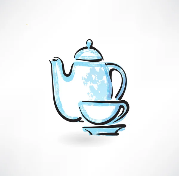 Чайний сервіз гранжевий значок — стоковий вектор