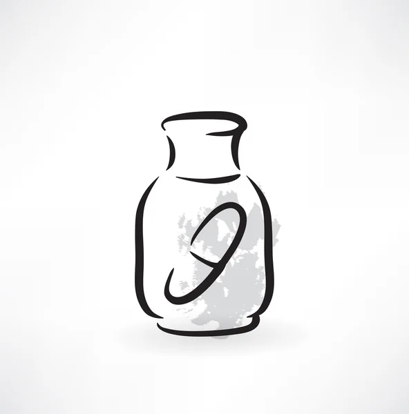 Jar of pills grunge icon — Stock Vector