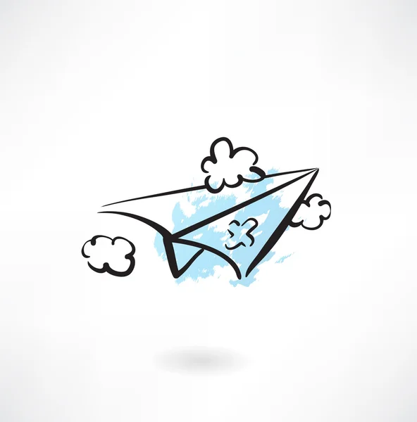 Paper airplane grunge icon — Stock Vector