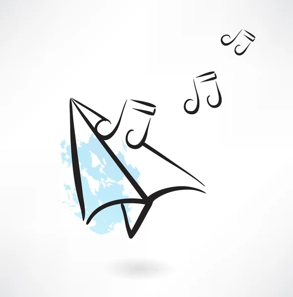 Paper airplane music note grunge icon — Stock Vector