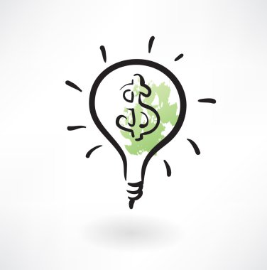 Doları ampul grunge simgesi