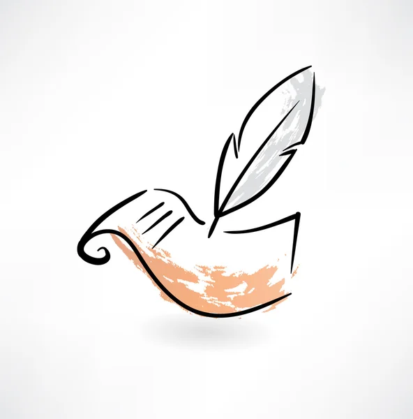 羽と紙のグランジ アイコン — ストックベクタ