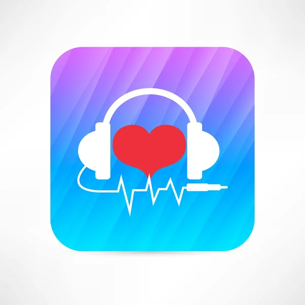 Słuchawki i ikona serca — Wektor stockowy