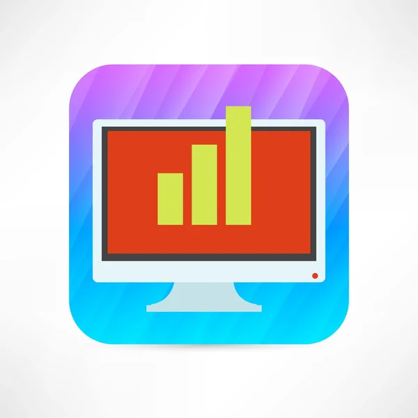 Chart on the display icon — Stock Vector