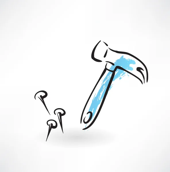 Hammer grunge icon — Stock Vector